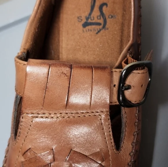 Life Stride Leather Woven Slip On Loafers Brown Size 7N - Picture 11 of 14